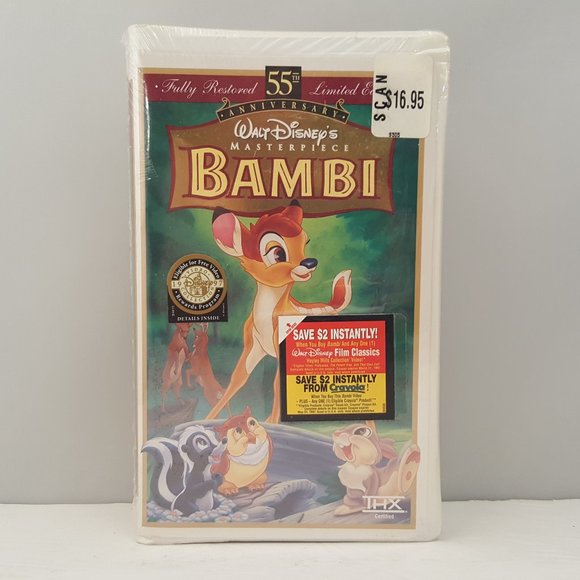 Walt Disney BAMBI 55th ANNIVERSARY MASTERPIECE VHS 9505 SEALED - Picture 1 of 8